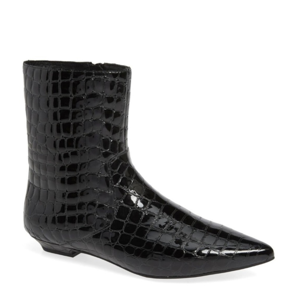 Jeffrey Campbell Galaxie Bootie 8.5 Black Croc Embossed